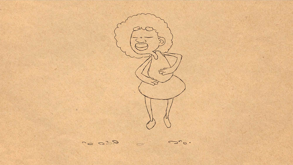 Ilustração de uma bailarina sobre um fundo de papel pardo.