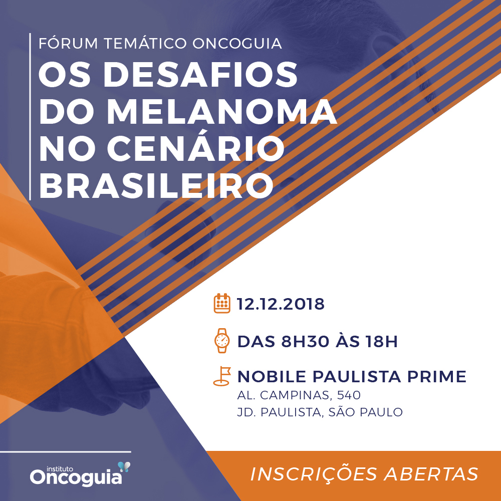 Flyer de divulgação do evento Desafios do Melanoma 2018.