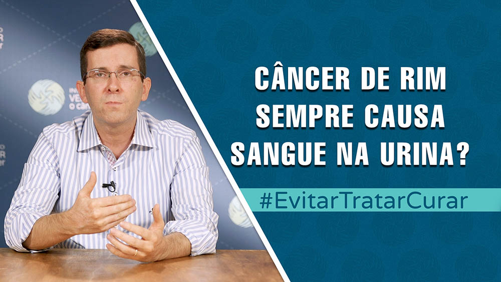 Thumbnail com dr. Fabio Schutz e texto "câncer de rim sempre causa sangue na urina?".