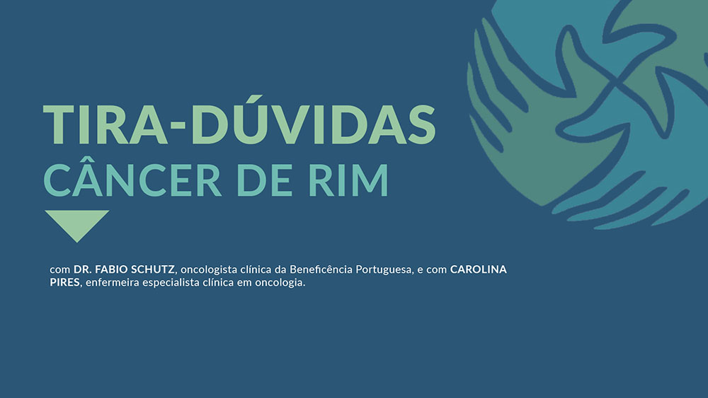 Fundo azul com logo do IVOC e texto "Tira-dúvidas câncer de rim".