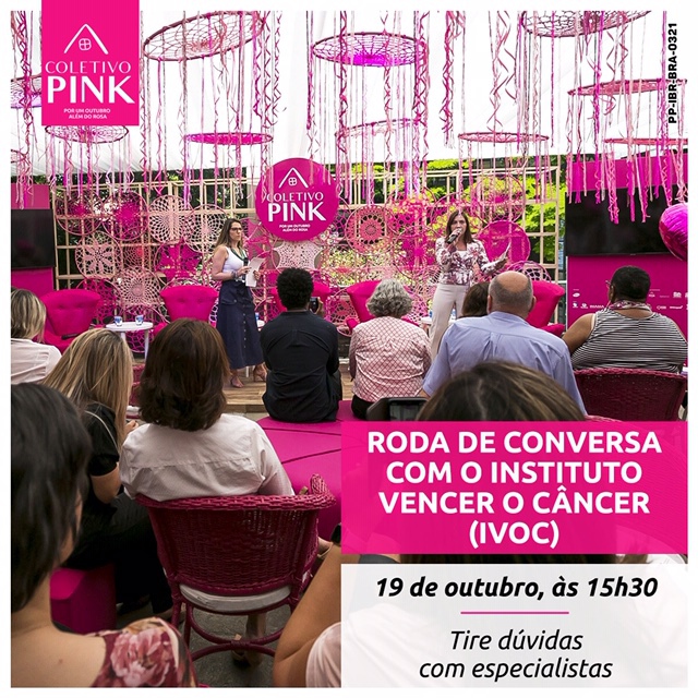 Banner de divulgação da roda de conversa com IVOC do Coletivo Pink.