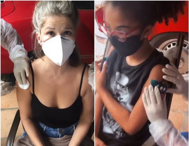 Samara Felippo toma vacina contra HPV junto com a filha