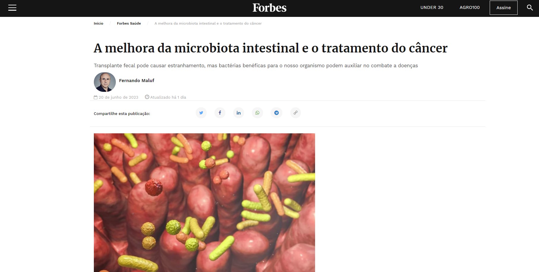 A microbiota intestinal e o tratamento do câncer