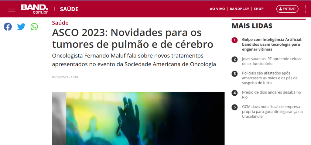 ASCO 2023: Novidades para os tumores de pulmão e de cérebro