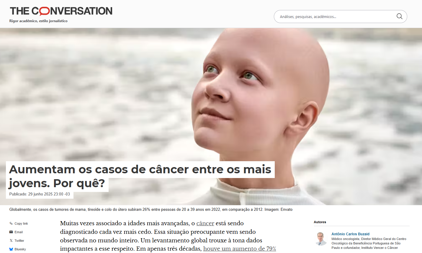 Casos de Câncer Aumentam entre os mais Jovens